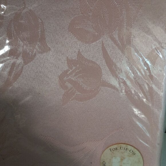 Spring Tulips Damask Tablecloth 60" X 120" Oblong Pink Seats 10-12 NEW Vintage - Picture 9 of 9